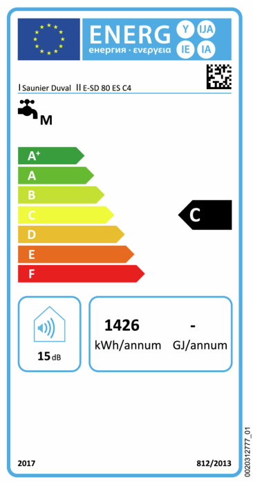 Etiqueta energética Termo SAUNIER DUVAL LineaAqua E-SD 50 ES C4 SLIM.png